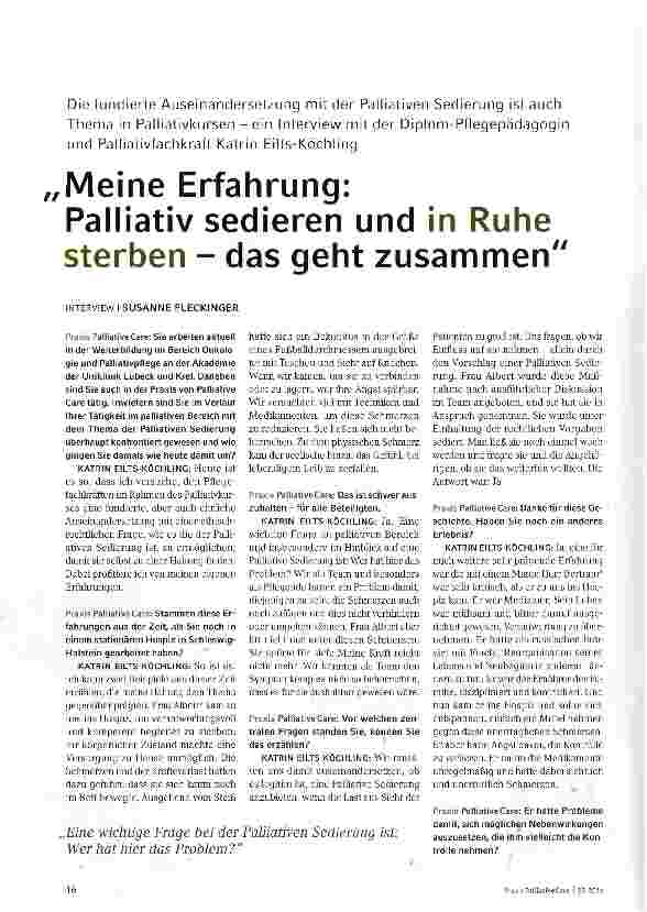 Vorschauseite 1: Meine Erfahrung: Palliativ sedieren und in Ruhe sterben - das geht zusammen