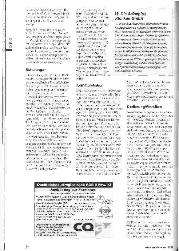 Vorschauseite 3: Der Start ins neue System Erfahrungen der Asklepios Kliniken bei der Einführung der DRG