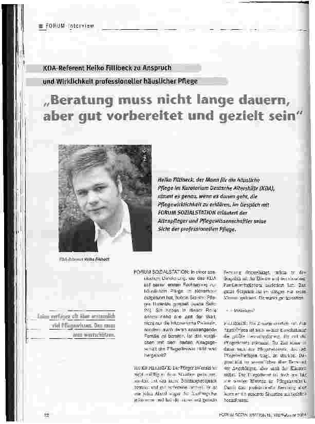 Vorschauseite 1: Beratung muss nicht lange dauern, aber gut vorbereitet und gezielt sein