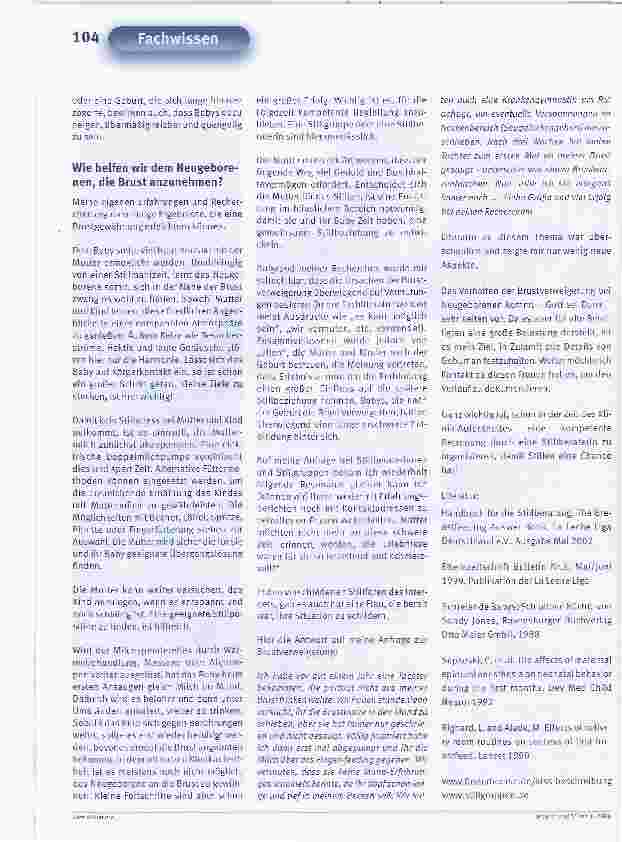 Vorschauseite 4: Angeborene Brustverweigerung? Facharbeit im Rahmen desVELB Ausbildungsprogramms zur Stillund Laktationsberaterin IBCLC, Januar 2003