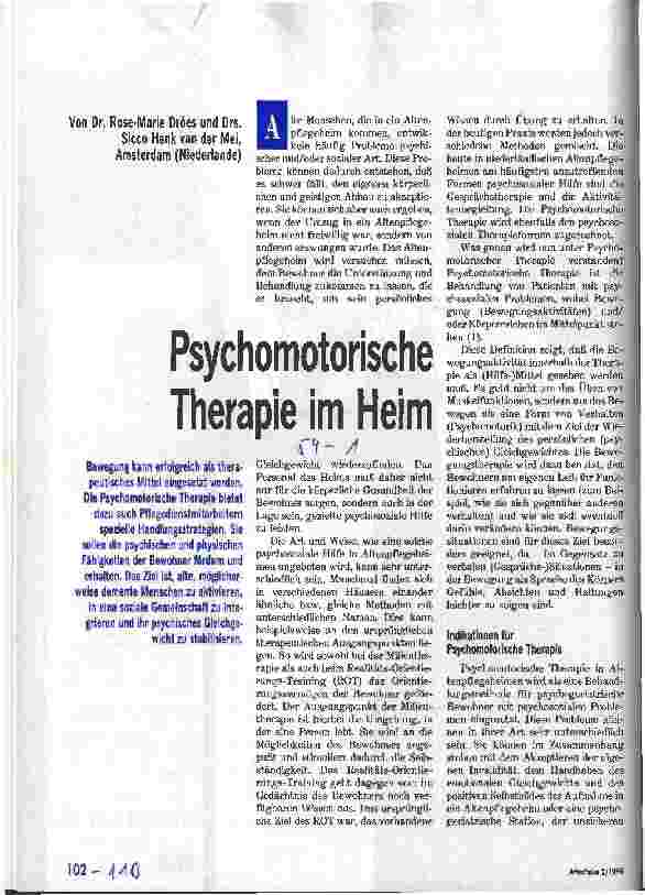 Vorschauseite 1: Psychomotorische Therapie im Heim