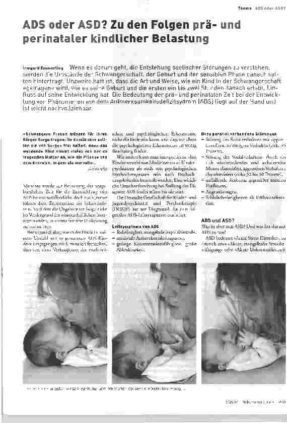 Vorschauseite 1: ADS oder ASD? Zu den Folgen präund perinataler kindlicher Belastung