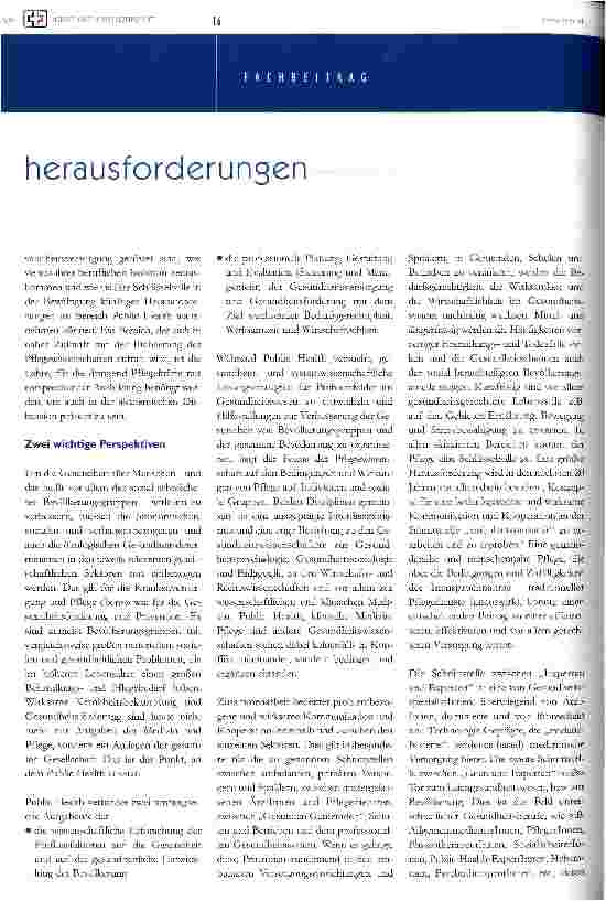 Vorschauseite 3: Herausforderungen für die Pflege aus der Perspektive von Public Health