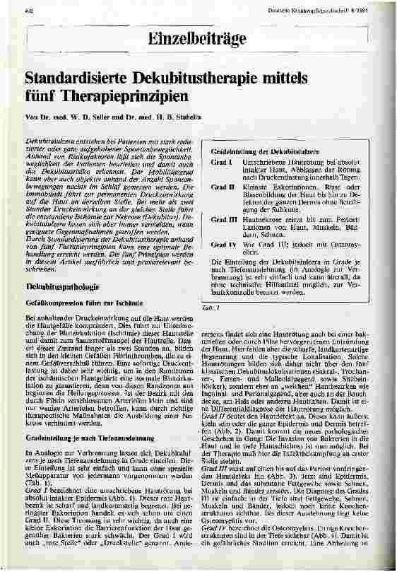 Vorschauseite 1: Standadisierte Dekubitustherapie mittels fünf Therapieprinzipien