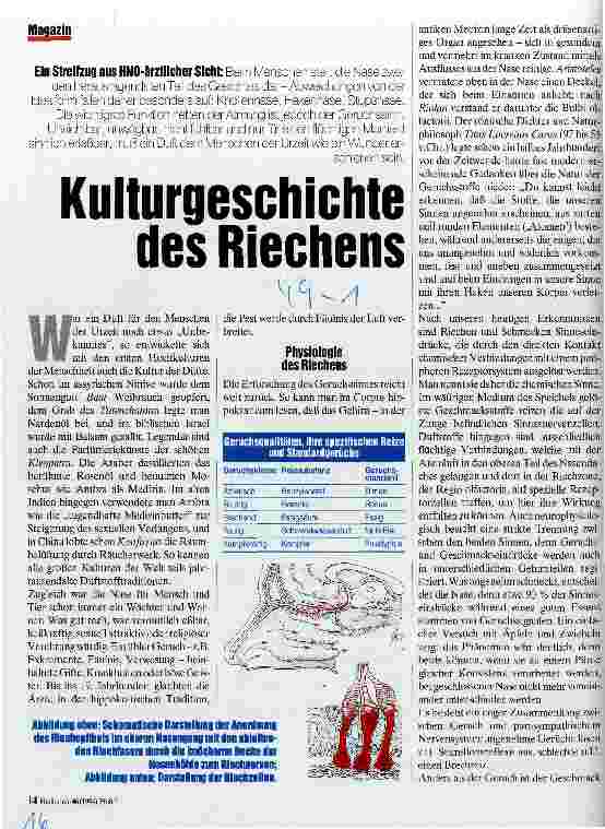 Vorschauseite 1: Kulturgeschichte des Riechens Ein Streifzug aus HNO-ärztlicher Sicht