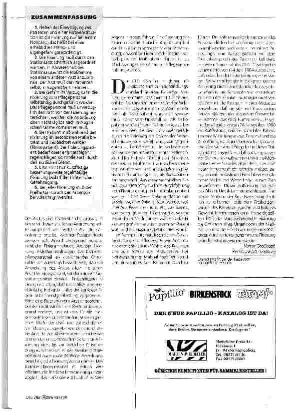 Vorschauseite 2: Freiheitsberaubung oder medizinische Notwendigkeit? Die Fixierung des Patienten