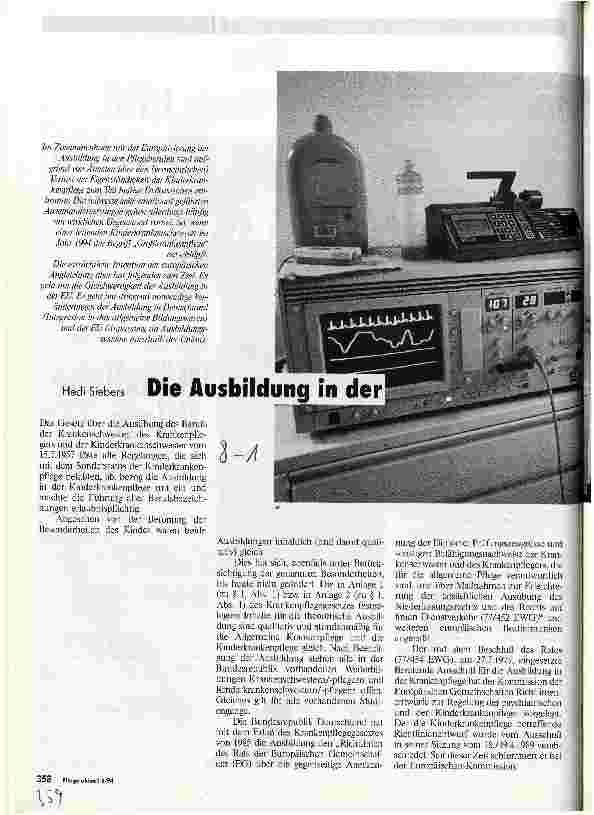 Vorschauseite 1: Die Ausbildung in der Kinderkrankenpflege