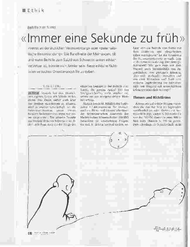 Vorschauseite 1: Beihilfe zum Suizid. Immer eine Sekunde zu früh