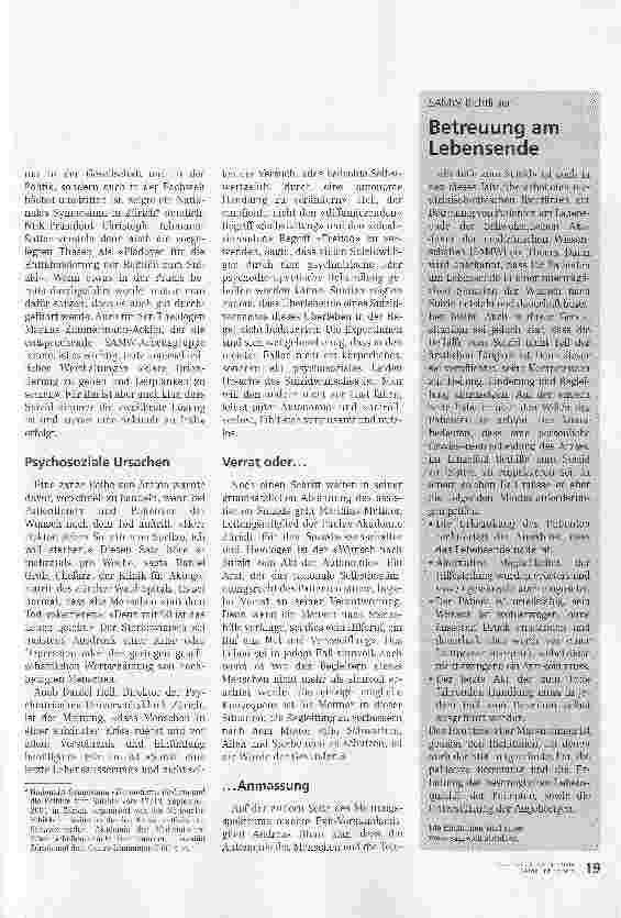Vorschauseite 2: Beihilfe zum Suizid. Immer eine Sekunde zu früh