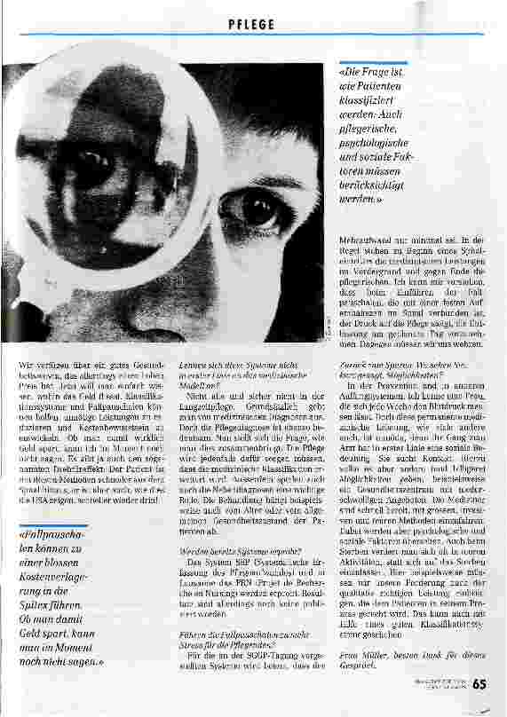 Vorschauseite 2: Pflegediagnose muß einbezogen werden! Interview m. M. Müller-Angst Über Systeme zur Klassifizierung von Patienten