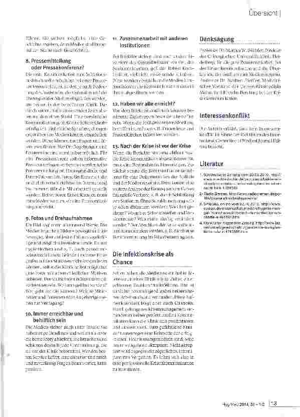 Vorschauseite 6: Kommunikation zwischen Klinik und Presse - was muss ich beachten?