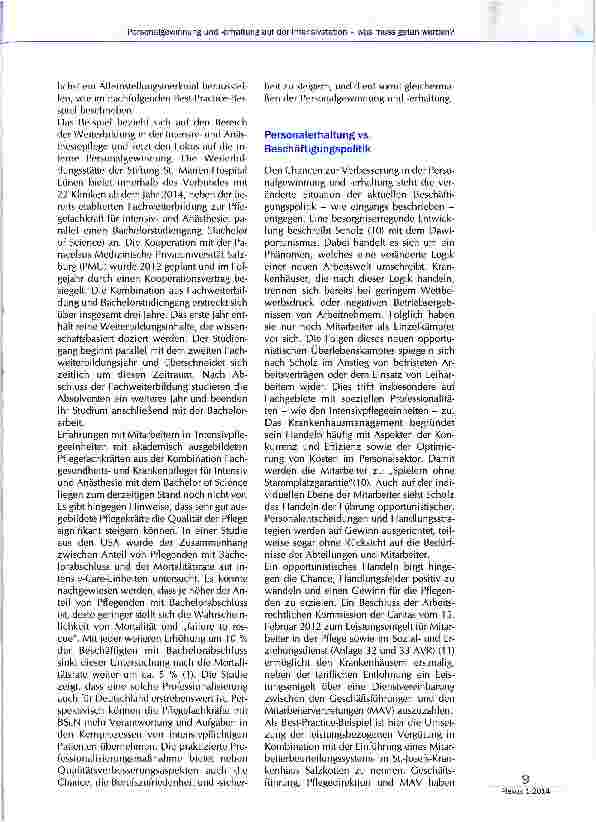 Vorschauseite 3: Personalgewinnung und -erhaltung auf der Intensivstation - was muss getan werden?