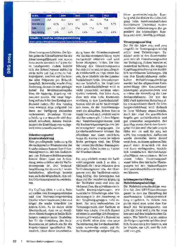 Vorschauseite 3: Stand und Entwicklung des DRG-Systems