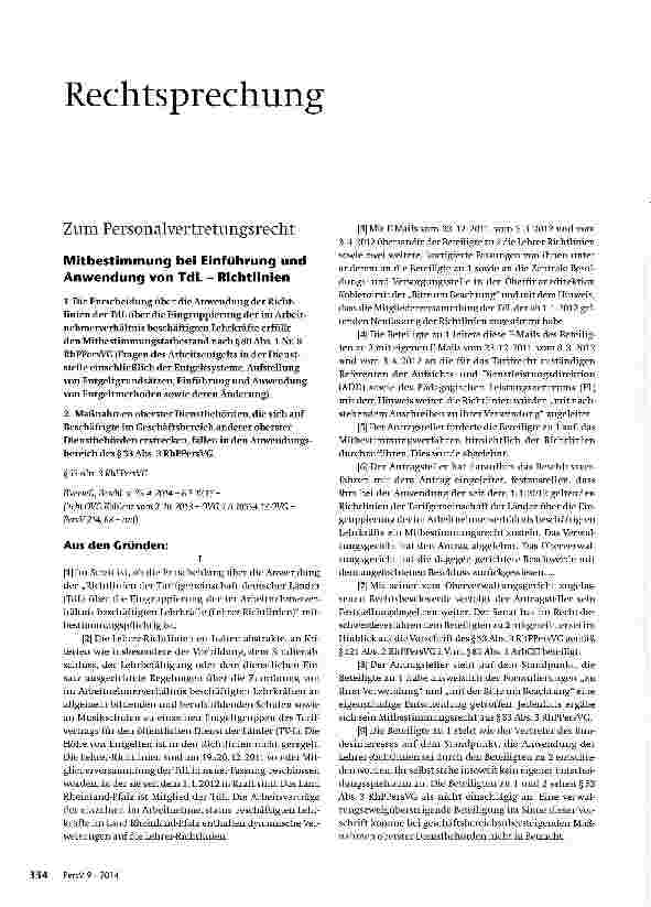 Vorschauseite 1: Mitbestimmung bei Einführung und Anwendung von TdL - Richtlinien