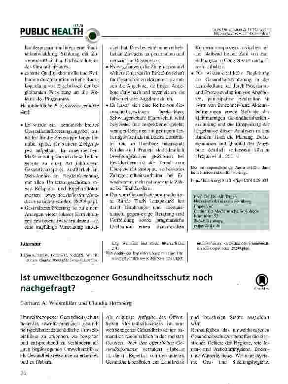 Vorschauseite 2: Lenzgesund - quartiersbezogene Gesundheitsförderung durch den kommunalen ÖGD