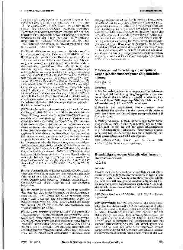 Vorschauseite 5: Entschädigung wegen Benachteiligung aufgrund einer Schwerbehinderung - unterbliebene Beteiligung der Agentur für Arbeit