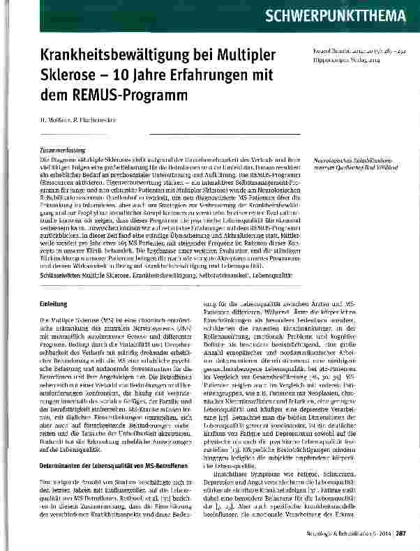 Vorschauseite 1: Krankheitsbewältigung bei Multipler Sklerose - 10 Jahre Erfahrungen mit dem REMUS-Programm