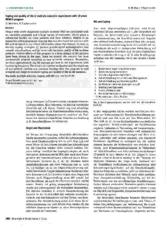 Vorschauseite 2: Krankheitsbewältigung bei Multipler Sklerose - 10 Jahre Erfahrungen mit dem REMUS-Programm