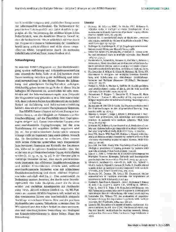 Vorschauseite 5: Krankheitsbewältigung bei Multipler Sklerose - 10 Jahre Erfahrungen mit dem REMUS-Programm