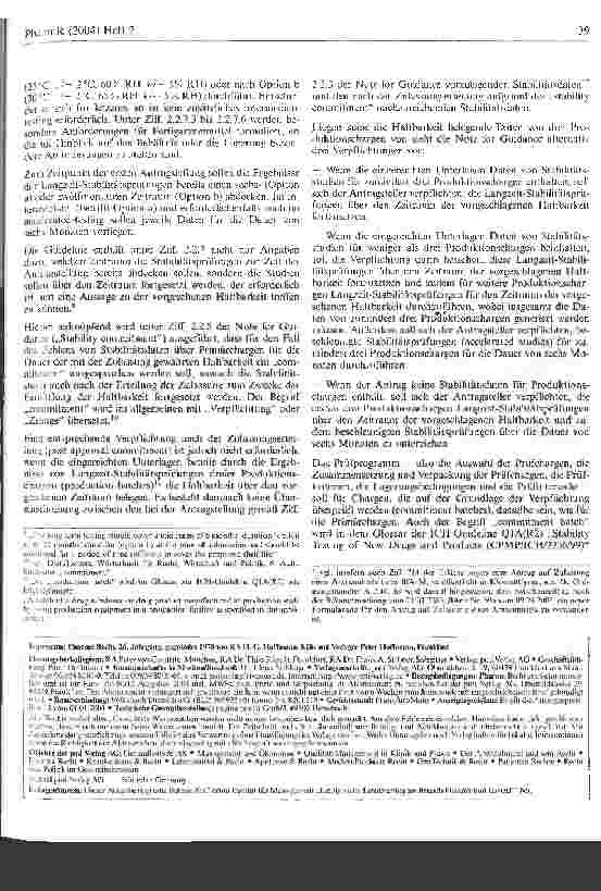Vorschauseite 3: Die Bedeutung der Erklärung zur pharmazeutischen Qualität im Rahmen der Verlängerung der Zulassung nach § 31 AMG Insbesondere im Hinblick auf Stabilitätsprüfung