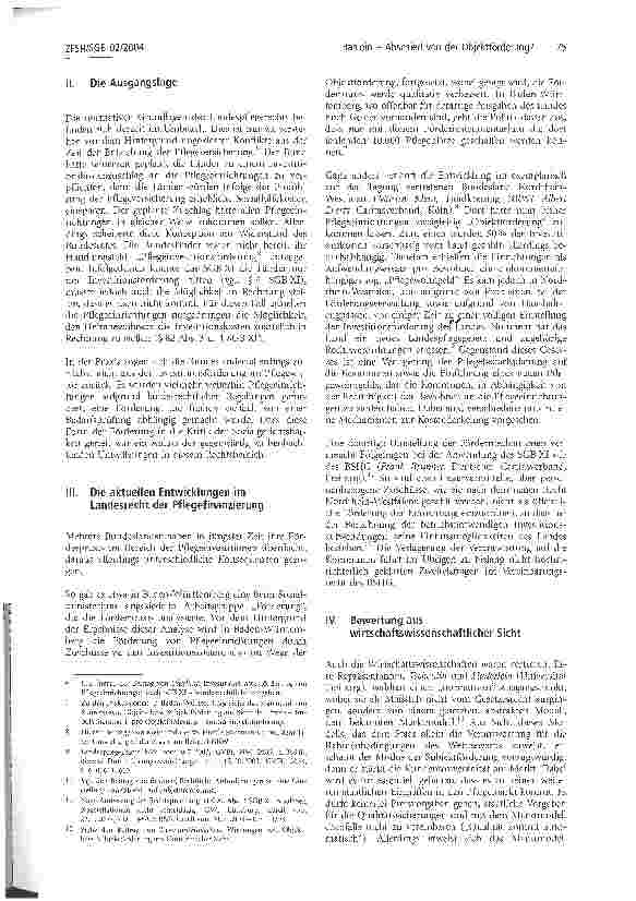 Vorschauseite 2: Abschied von der Objektförderung? Die Finanzierung der Investitionskosten von Einrichtungen nach SGB XI und BSHG