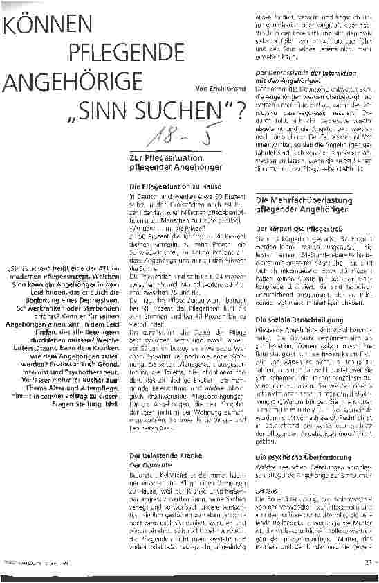 Vorschauseite 1: Können pflegende Angehörige Sinn suchen?