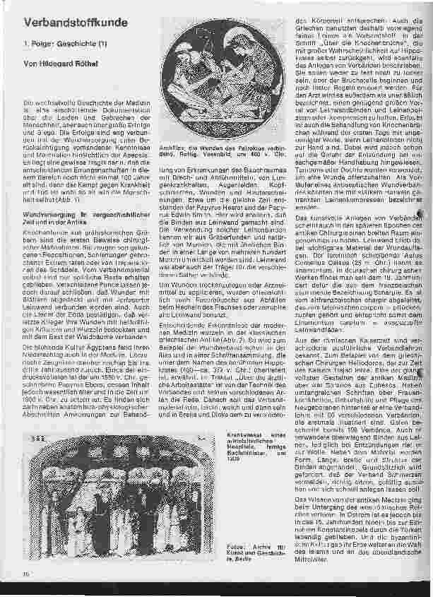 Vorschauseite 1: Verbandstoffkunde 1. Folge: Geschichte (1)