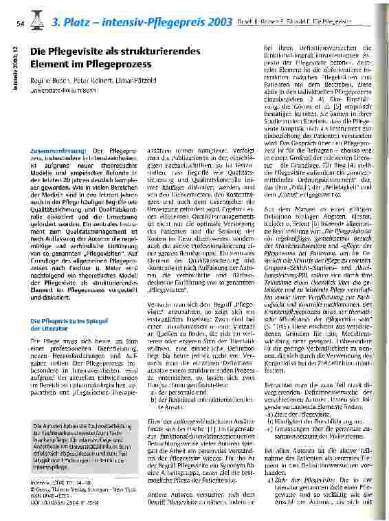 Vorschauseite 1: Die Pflegevisite als strukturierendes Element im Pflegeprozess