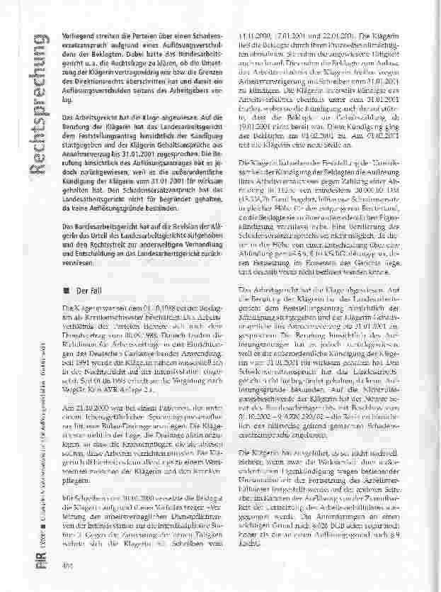 Vorschauseite 2: Umfang des Schadensersatzanspruchs bei Auflösungsverschulden -Direktionsrecht