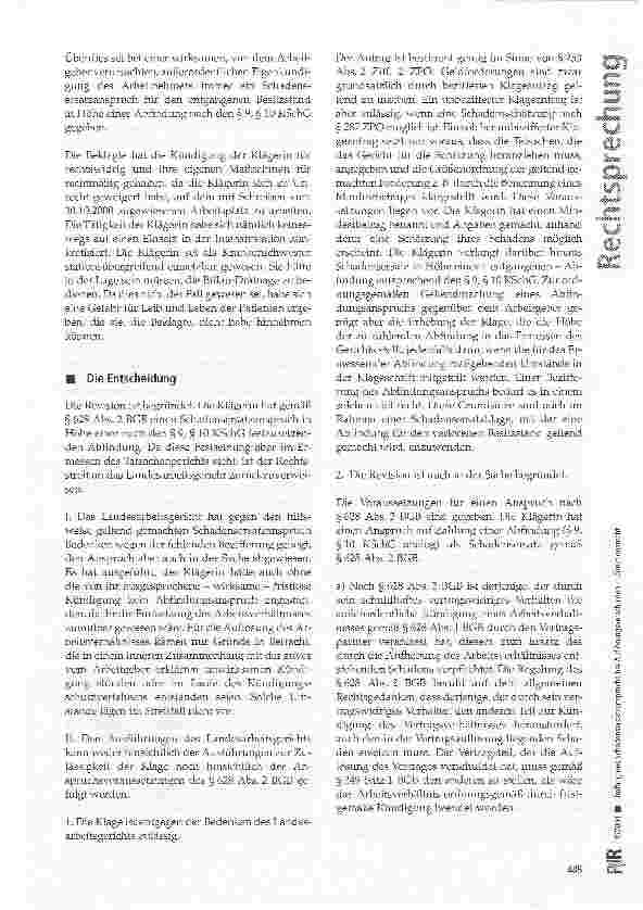Vorschauseite 3: Umfang des Schadensersatzanspruchs bei Auflösungsverschulden -Direktionsrecht