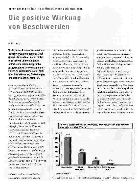 Vorschauseite 1: Die positive Wirkung von BeschwerdenHeime können ihr Bild in der Öffentlichkeit aktiv mitprägen