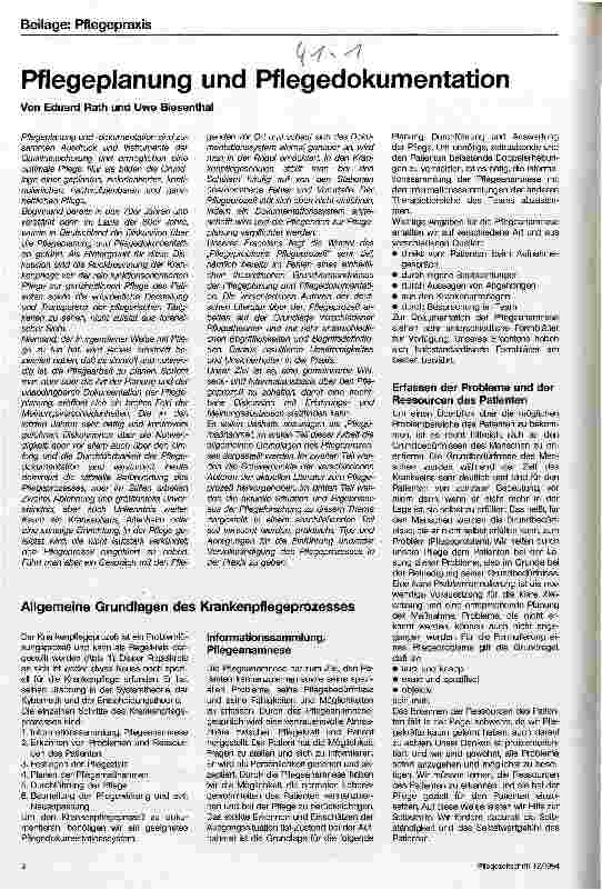Vorschauseite 1: Pflegeplanung und Pflegedokumentation