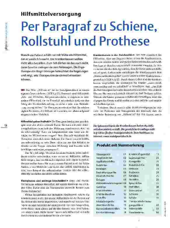Vorschauseite 1: Hilfsmittelversorgung Per Paragraf zu Schiene, Rollstuhl und Prothese