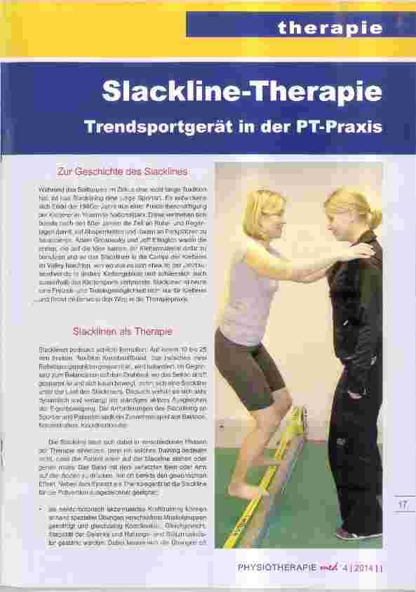 Vorschauseite 1: Slackline-Therapie Trendsportgerät in der PT-Praxis