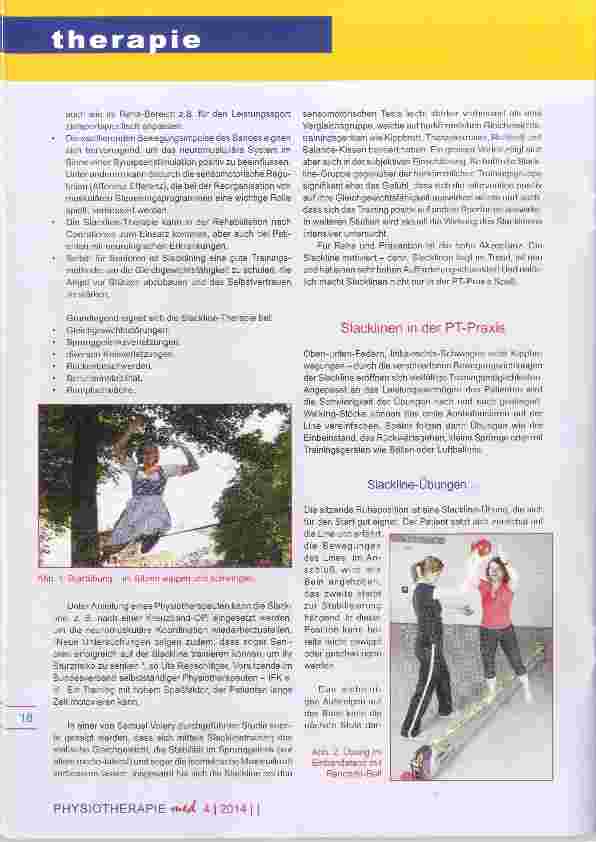 Vorschauseite 2: Slackline-Therapie Trendsportgerät in der PT-Praxis