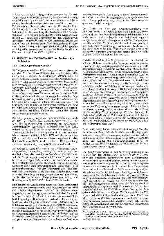 Vorschauseite 4: Die Entgeltordnung des Bundes zum TVöD - Rückblick auf die Entwicklung des Eingruppierungsrechts und erster Überblick über die Neuregelungen
