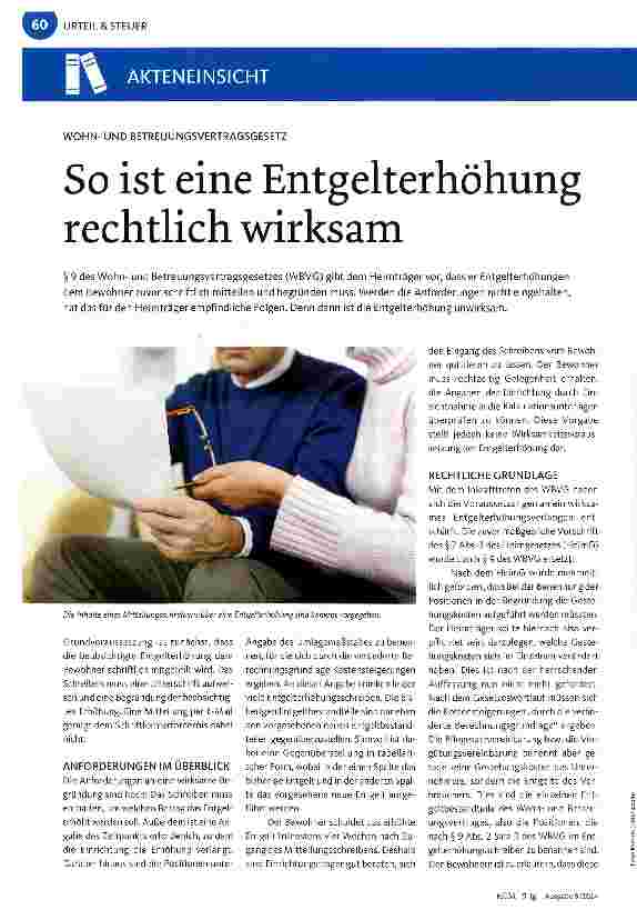 Vorschauseite 1: So ist eine Entgelterhöhung rechtlich wirksam