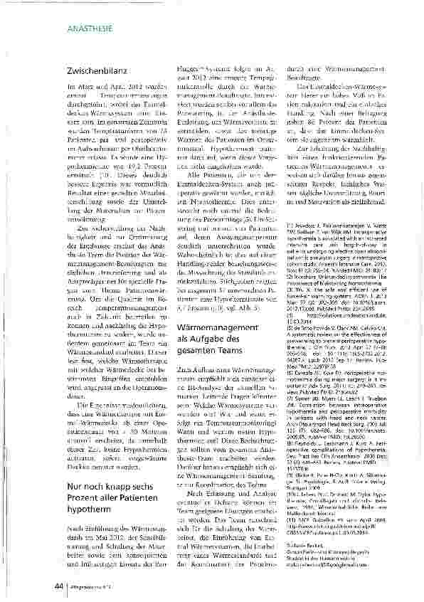 Vorschauseite 3: Ziel unter der OP: Normothermie
