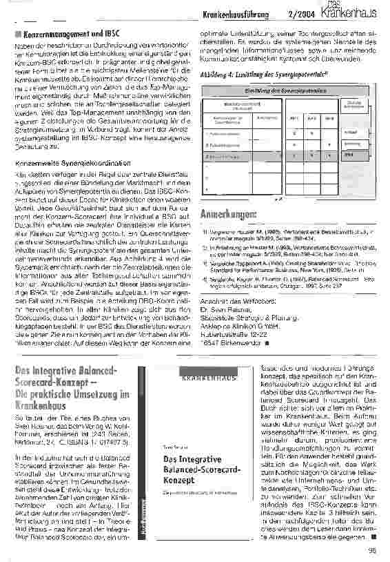 Vorschauseite 3: Strategische Unternehmensführung für Krankenhäuser und Klinikketten (II) Anwendung in einem Krankenhauskonzern