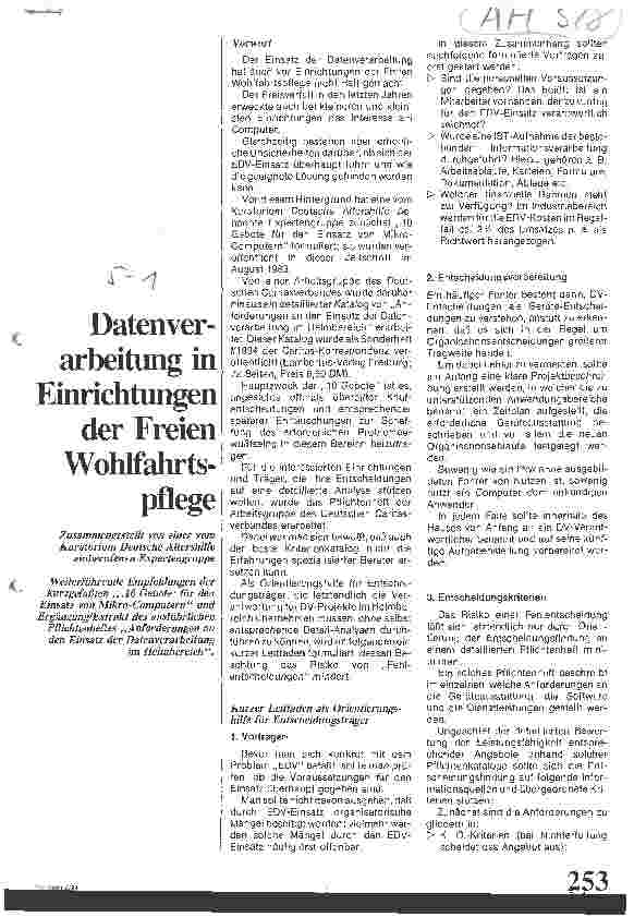 Vorschauseite 1: Datenverarbeitung in Einrichtungen der Freien Wohlfahrtspflege Expertengruppe des Kuratoriums Deutscher Altershilfe