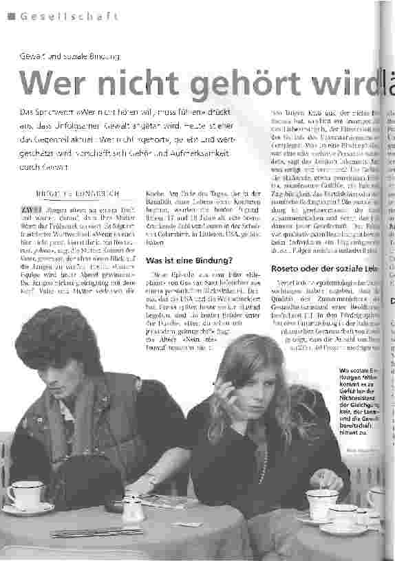 Vorschauseite 1: Wer nicht gehört wird, lässt fühlen