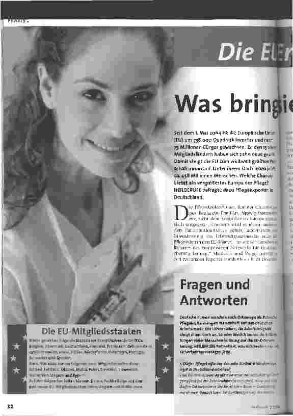 Vorschauseite 1: Die EU-Erweiterung Was bringt sie für die Pflege?