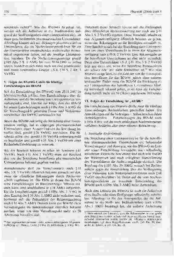 Vorschauseite 5: Die Streichung von der Traditionsliste als anfechtbarer VerwaltungsaktAnmerkungen zum Urteil des Bundesverwaltungsgerichts vom 20.11.2003 (BVerwG 3 C 29.02)*