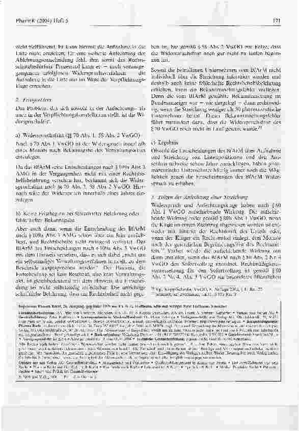 Vorschauseite 6: Die Streichung von der Traditionsliste als anfechtbarer VerwaltungsaktAnmerkungen zum Urteil des Bundesverwaltungsgerichts vom 20.11.2003 (BVerwG 3 C 29.02)*