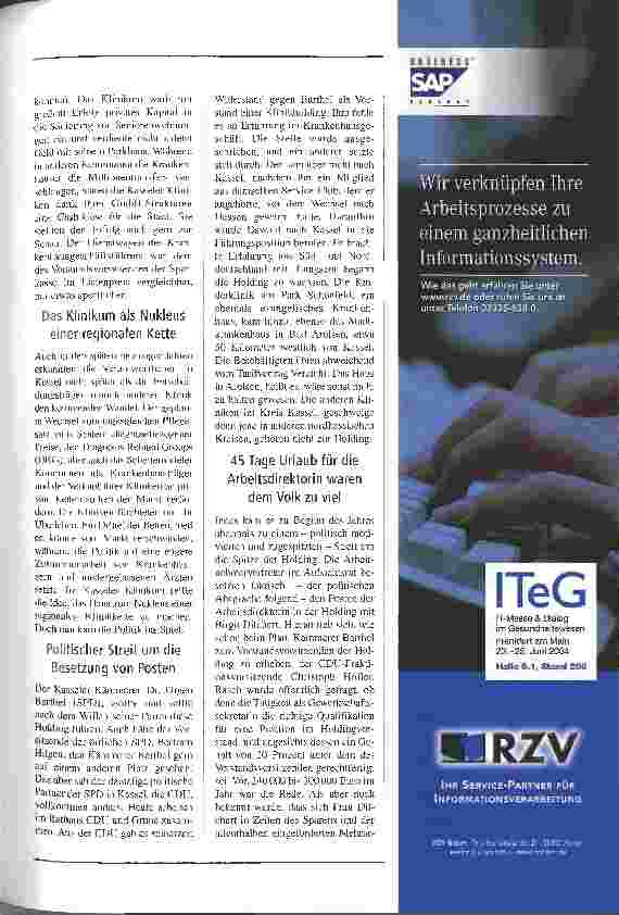 Vorschauseite 2: Kassel sucht einen neuen GesundheitsmanagerGefragt sind die richtige Ausbildung, die nötige Erfahrung und vor allem soziale Kompetenz