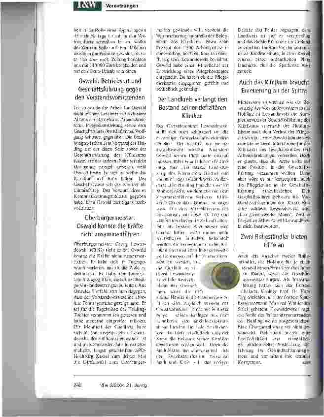 Vorschauseite 3: Kassel sucht einen neuen GesundheitsmanagerGefragt sind die richtige Ausbildung, die nötige Erfahrung und vor allem soziale Kompetenz