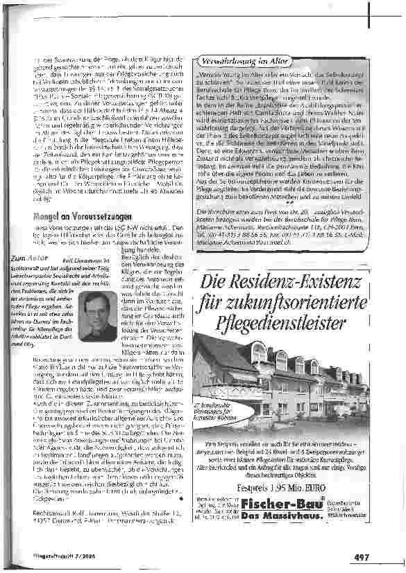 Vorschauseite 2: Drohende Verwahrlosung begründet keinen AnspruchLeistungen aus der Pflegeversicherung