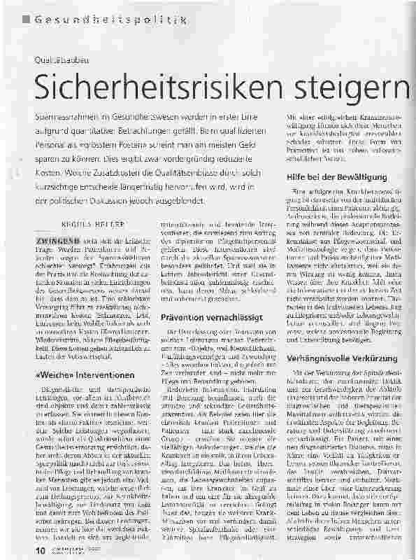Vorschauseite 1: Sicherheitsrisiken steigern die KostenQualitätsabbau