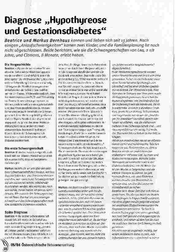Vorschauseite 1: Diagnose Hypothyreose und Gestationsdiabetes