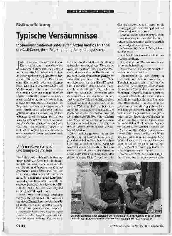 Vorschauseite 1: Typische Versäumnisse. Risikoaufklärung